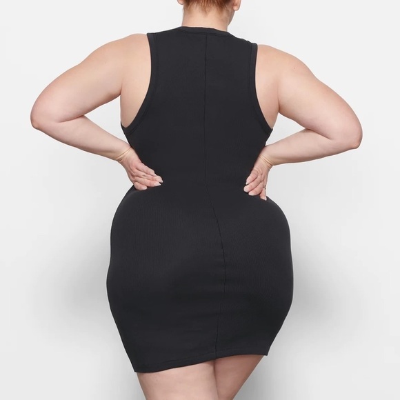SKIMS Cotton Rib Tank Dress in Soot Black: Size 4X NWT. - Picture 2 of 4